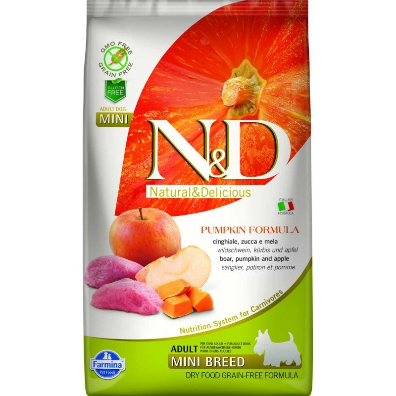 N & D GRAIN FREE PUMPKIN BOAR AND APPLE ADULT MINI 2,5KG N & D GRAIN FREE PUMPKIN BOAR AND APPLE ADULT MINI 2,5KG