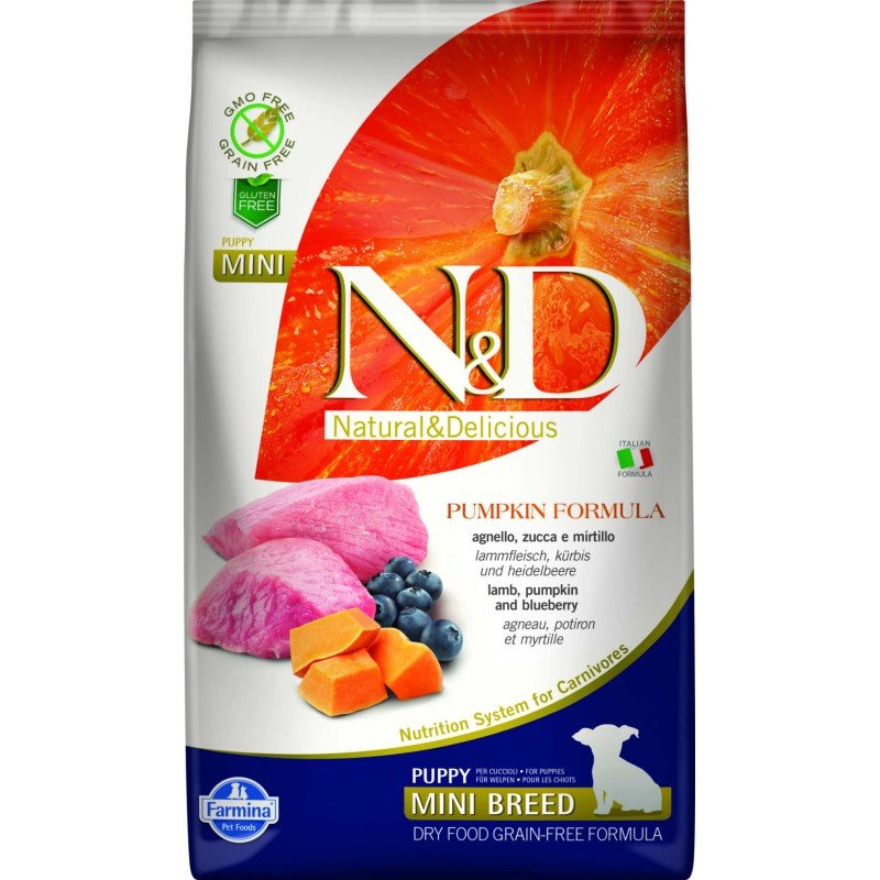 N & D GRAIN FREE PUMPKIN LAMB & BLUEBERRY PUPPY MINI 7KG N & D GRAIN FREE PUMPKIN LAMB & BLUEBERRY PUPPY MINI 7KG
