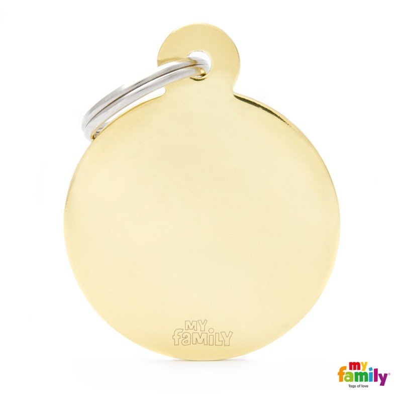 MY FAMILY BASIC GOLDEN PLATED BRASS ROUND LARGE TAG 4X3CM ΤΑΥΤΟΤΗΤΕΣ MY FAMILY BASIC GOLDEN PLATED BRASS ROUND LARGE TAG 4X3CM ΤΑΥΤΟΤΗΤΕΣ