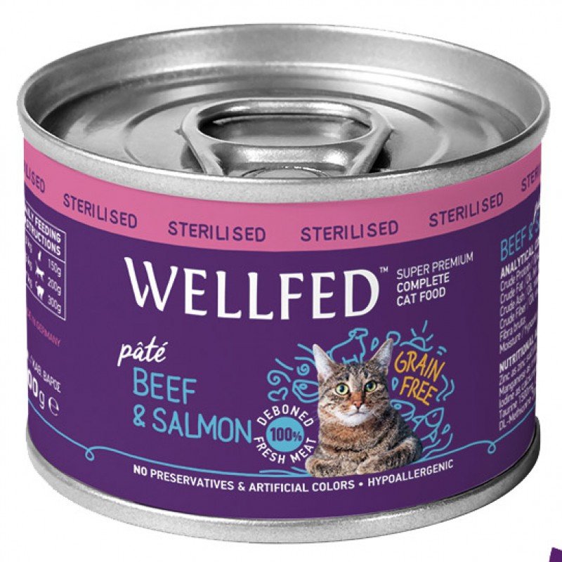 WELLFED CAT ΓΙΑ ΣΤΕΙΡΩΜΕΝΕΣ ΜΕ ΒΟΔΙΝΟ ΚΑΙ ΣΟΛΩΜΟ 200gr ΥΓΡΗ ΤΡΟΦΗ - ΚΟΝΣΕΡΒΕΣ ΓΑΤΑΣ WELLFED CAT ΓΙΑ ΣΤΕΙΡΩΜΕΝΕΣ ΜΕ ΒΟΔΙΝΟ ΚΑΙ ΣΟΛΩΜΟ 200gr ΥΓΡΗ ΤΡΟΦΗ - ΚΟΝΣΕΡΒΕΣ ΓΑΤΑΣ