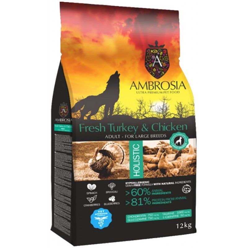 AMBROSIA GRAIN FREE ADULT LARGE TURKEY & CHICKEN 12KG +2KG ΔΩΡΟ ΞΗΡΑ ΤΡΟΦΗ ΣΚΥΛΟΥ AMBROSIA GRAIN FREE ADULT LARGE TURKEY & CHICKEN 12KG +2KG ΔΩΡΟ ΞΗΡΑ ΤΡΟΦΗ ΣΚΥΛΟΥ