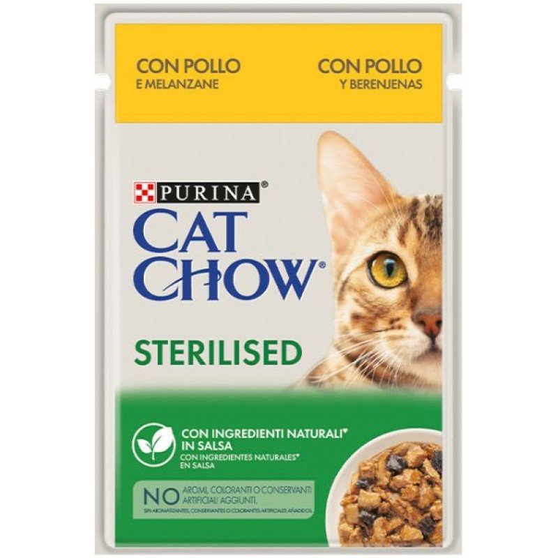 Cat Chow Sterilised 85gr Κοτόπουλο & Μελιτζάνες σε Σάλτσα ΓΑΤΕΣ