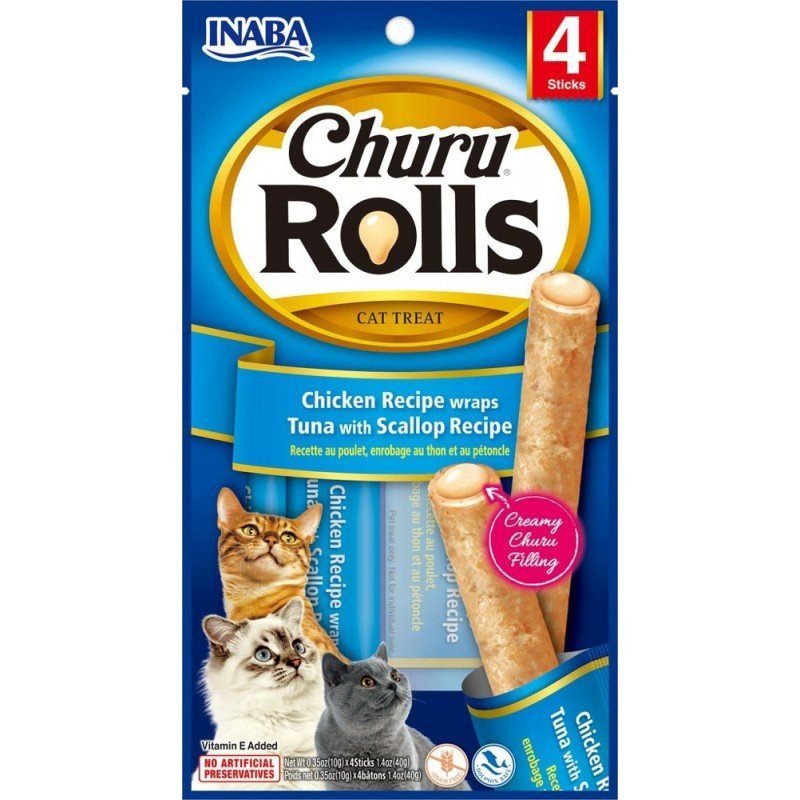 Λιχουδιά Churu Cat Rolls Chicken Tuna and Scallop  4x10gr ΛΙΧΟΥΔΙΕΣ ΓΑΤΑΣ