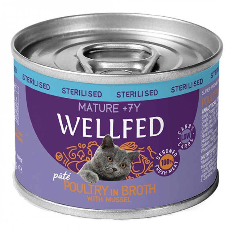 WELLFED MATURE 7+ POULTRY WITH MUSSEL 200gr x12τμχ ΥΓΡΗ ΤΡΟΦΗ -  ΚΟΝΣΕΡΒΕΣ ΓΑΤΑΣ