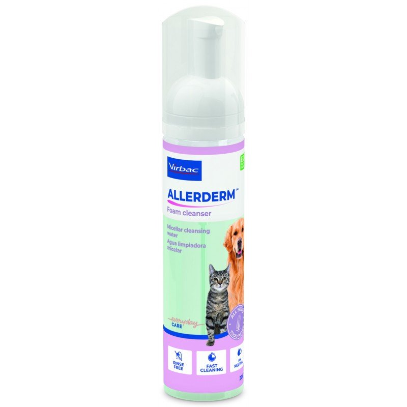 Virbac Allerderm Foam Cleanser Σαμπουάν Στεγνού Καθαρισμού 200ml για σκύλους και γάτες ΣΚΥΛΟΙ