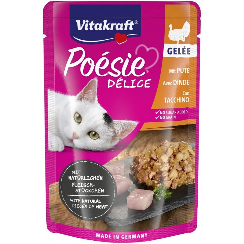 Υγρή τροφή Γάτας Vitakraft Poesie Delice Gelée σε Φακελάκι 85gr με Στήθος Γαλοπούλας ΓΑΤΕΣ