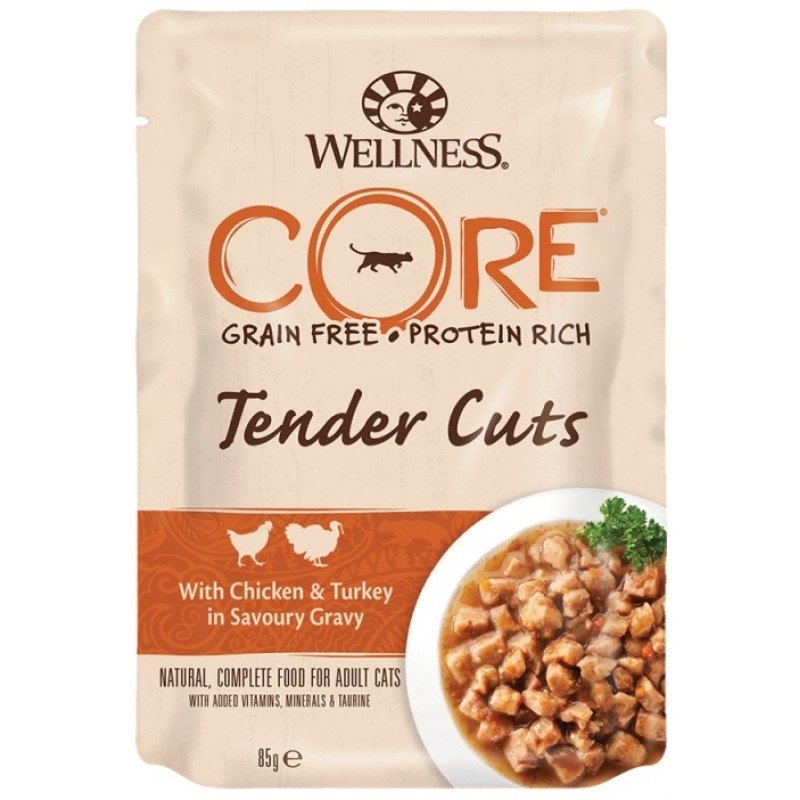 Wellness Core Tender Cuts Fillets Κοτόπουλο & Γαλοπούλα σε σάλτσα 24 x 85gr  ΥΓΡΗ ΤΡΟΦΗ -  ΚΟΝΣΕΡΒΕΣ ΓΑΤΑΣ