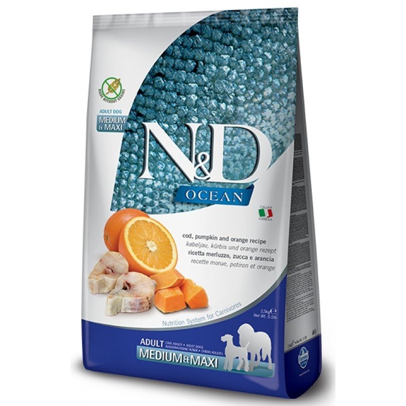 N&D OCEAN CODFISH PUMPKIN & ORANGE ADULT MEDIUM & MAXI 12KG + ΔΩΡΟ DENTAL STICKS ΞΗΡΑ ΤΡΟΦΗ ΣΚΥΛΟΥ N&D OCEAN CODFISH PUMPKIN & ORANGE ADULT MEDIUM & MAXI 12KG + ΔΩΡΟ DENTAL STICKS ΞΗΡΑ ΤΡΟΦΗ ΣΚΥΛΟΥ