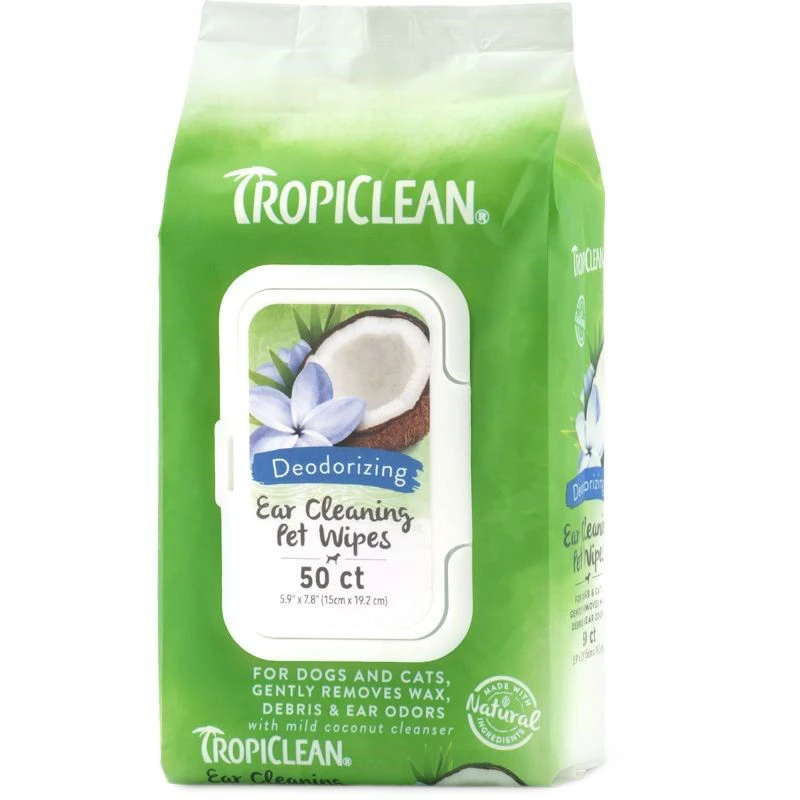 ΜΑΝΤΗΛΑΚΙΑ TROPICLEAN EAR CLEANING WIPES 50 τμχ ΣΚΥΛΟΙ