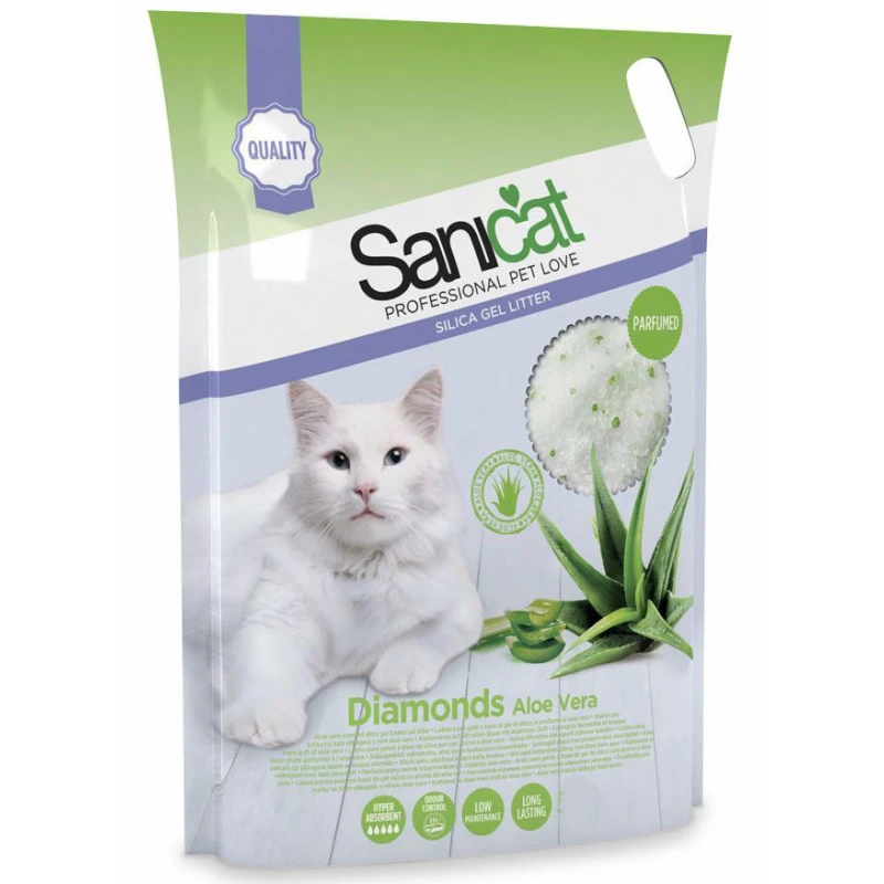 Κρυσταλλική Άμμος Γάτας Sanicat Diamonds Aloe Vera 15lt (7,1kg) ΓΑΤΕΣ