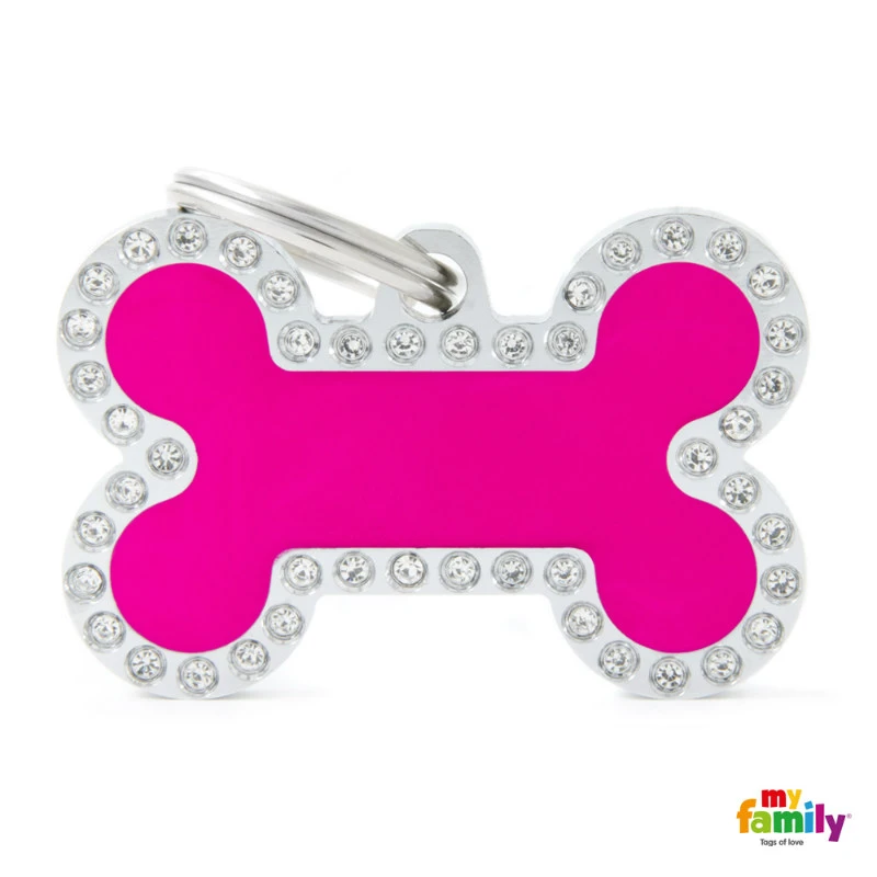 ΤΑΥΤΟΤΗΤΑ ΣΚΥΛΟΥ MY FAMILY FUCHSIA BIG BONE 4X2CM GLAMOUR TAGS