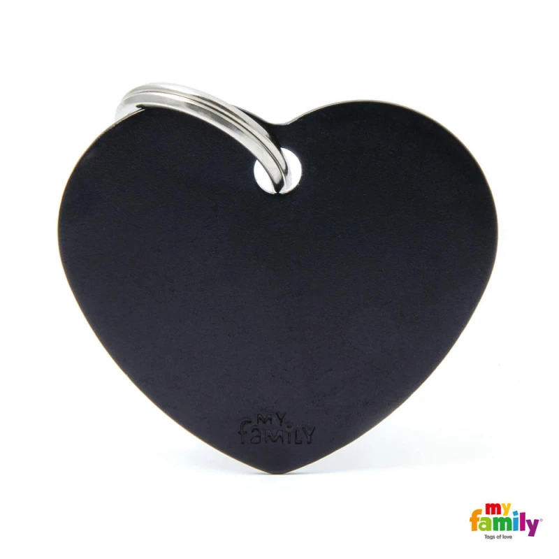 MY FAMILY BASIC BLACK HEART LARGE TAG 4X2CM ΤΑΥΤΟΤΗΤΕΣ