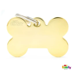 Ταυτότητα Σκύλου My Family Basic Gold Brass Bone Tag Large 4x2cm Ταυτότητα Σκύλου My Family Basic Gold Brass Bone Tag Large 4x2cm