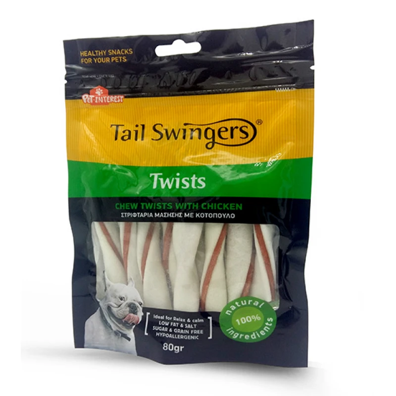 Λιχουδιές Σκύλου Tailswingers Chew Twists με Κοτόπουλο 9cm 80gr ΣΚΥΛΟΙ