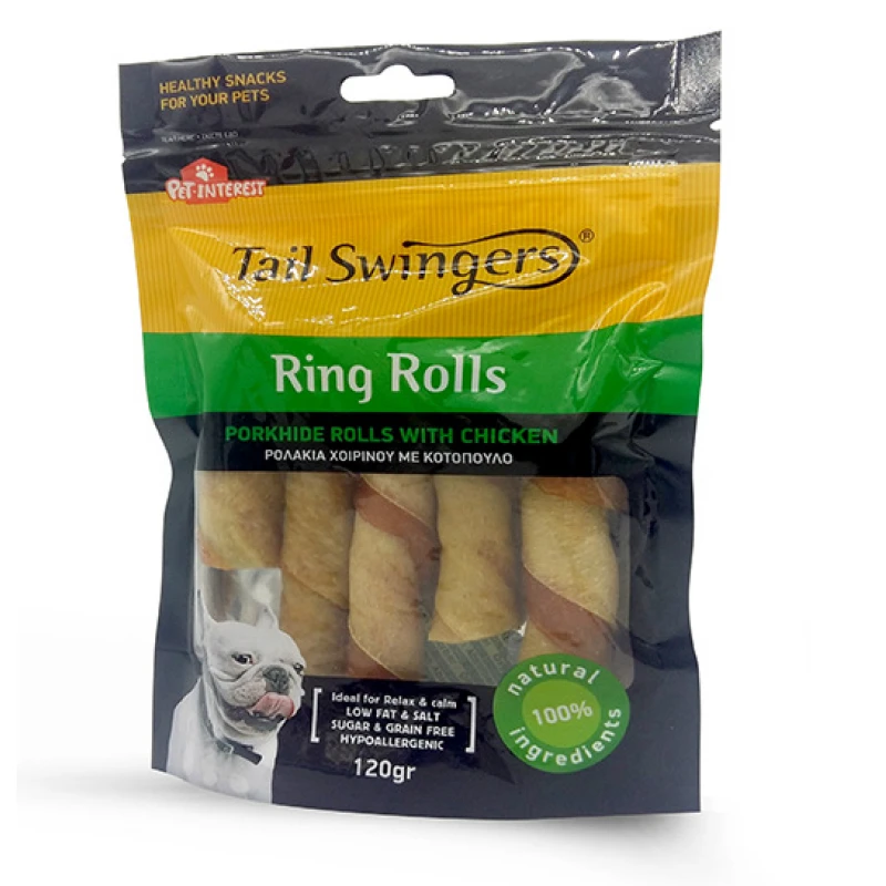 Ring Rolls Porkhide Rolls με Κοτόπουλο της Pet Interest 120gr (5 Τμχ) ΣΚΥΛΟΙ
