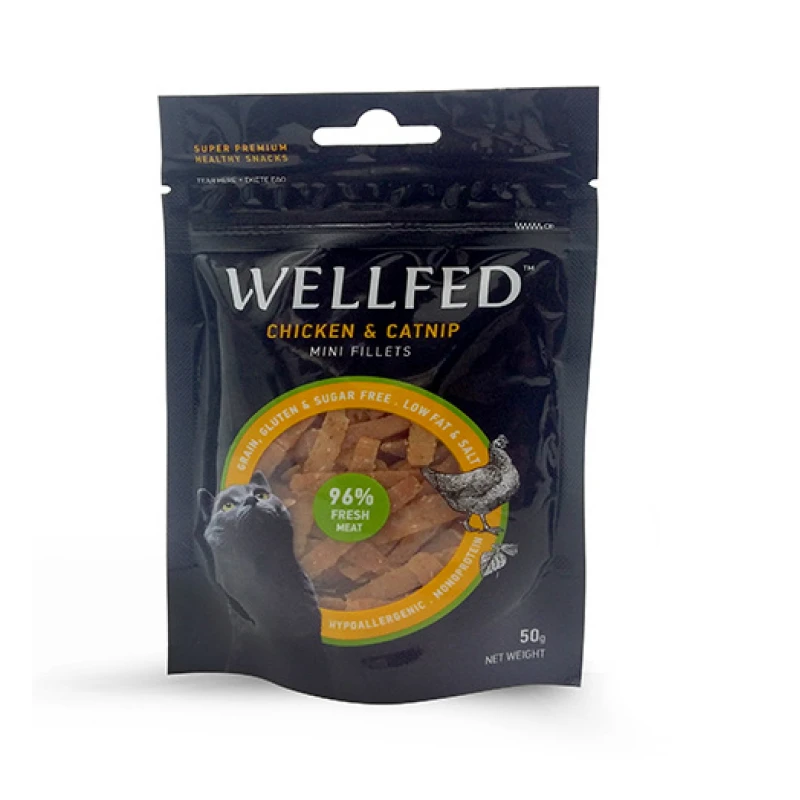 ΦΙΛΕΤΑΚΙΑ ΤΗΣ PET INTEREST WELLFED ΚΟΤΟΠΟΥΛΟ ΚΑΙ CATNIP 50gr ΛΙΧΟΥΔΙΕΣ ΓΑΤΑΣ