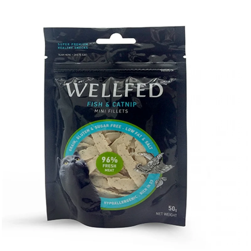 ΦΙΛΕΤΑΚΙΑ ΤΗΣ PET INTEREST WELLFED ΨΑΡΙ ΚΑΙ CATNIP 50gr ΛΙΧΟΥΔΙΕΣ ΓΑΤΑΣ