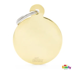 Ταυτότητα Σκύλου My Family Basic Golden Plated Brass Round Large Tag 4x3cm Ταυτότητα Σκύλου My Family Basic Golden Plated Brass Round Large Tag 4x3cm