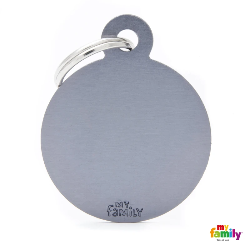 MY FAMILY BASIC GREY ROUND LARGE TAG 4X3CM ΤΑΥΤΟΤΗΤΕΣ