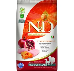 N&D Grain Free Pumpkin Chicken & Pomegranate Adult Medium & Maxi 12kg N&D Grain Free Pumpkin Chicken & Pomegranate Adult Medium & Maxi 12kg
