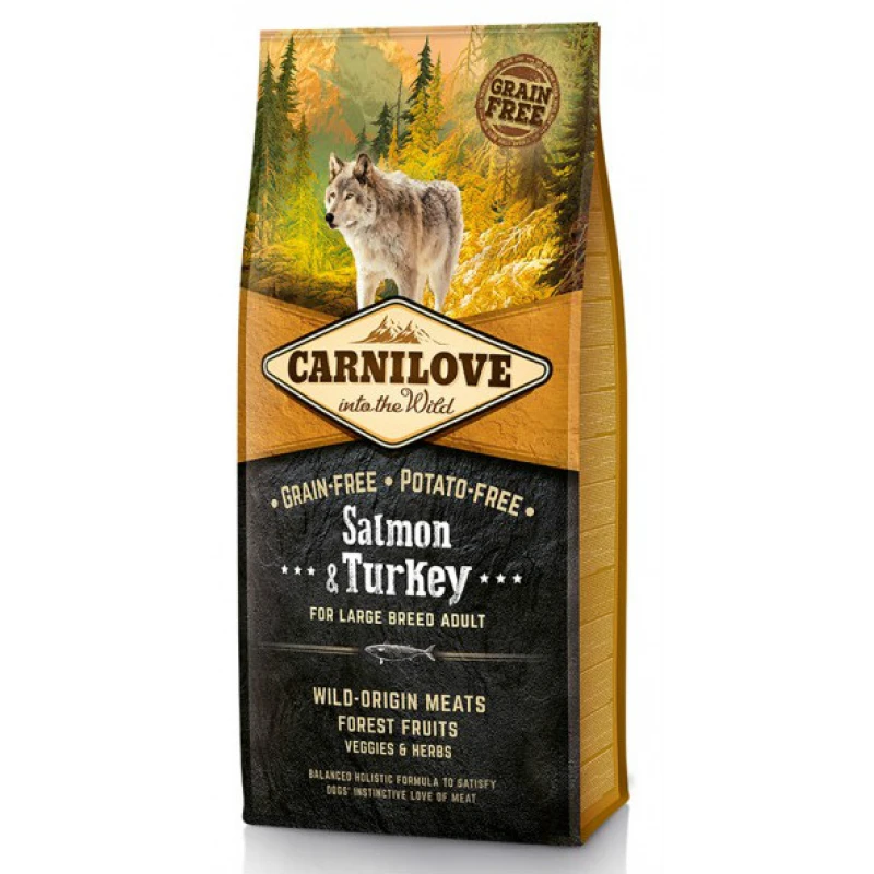 Carnilove Adult Large Breed Salmon and Turkey 12kg + 1,5kg Δώρο ΞΗΡΑ ΤΡΟΦΗ ΣΚΥΛΟΥ