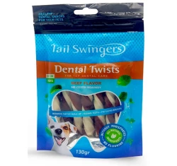 Λιχουδιές Σκύλου Tailswingers Dental Milk Twisters για τα Δόντια του Σκύλου, με Μοσχάρι 130gr