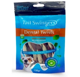 Λιχουδιές Σκύλου Tailswingers Dental Milk Twisters για τα Δόντια του Σκύλου, με Μοσχάρι 130gr