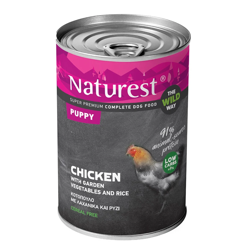 NATUREST PUPPY ΚΟΤΟΠΟΥΛΟ ΜΕ ΛΑΧΑΝΙΚΑ ΚΑΙ ΡΥΖΙ 800GR x 6ΤΜΧ ΥΓΡΗ ΤΡΟΦΗ - ΚΟΝΣΕΡΒΕΣ ΣΚΥΛΟΥ