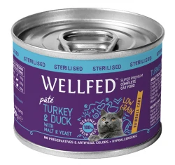 Wellfed Cat για Στειρωμένες Γαλοπούλα και Πάπια Hairball Care 200gr Wellfed Cat για Στειρωμένες Γαλοπούλα και Πάπια Hairball Care 200gr