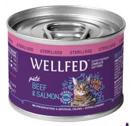 Wellfed Cat για Στειρωμενες με Βοδινο και Σολομό 200gr Wellfed Cat για Στειρωμενες με Βοδινο και Σολομό 200gr