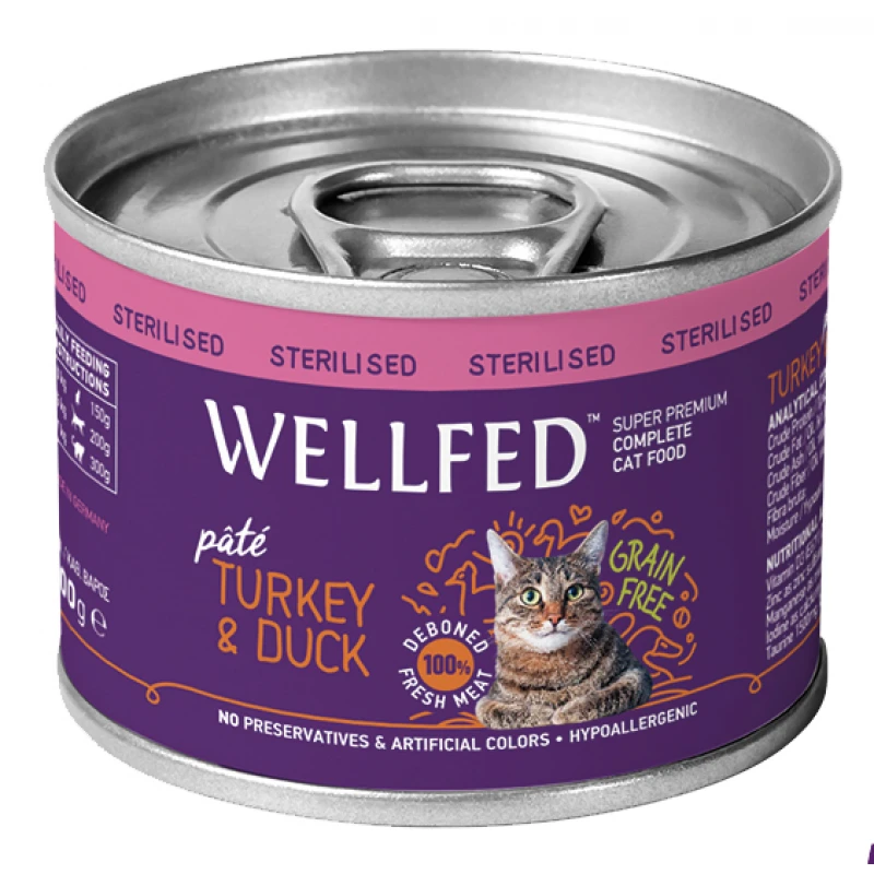 WELLFED CAT ΓΙΑ ΣΤΕΙΡΩΜΕΝΕΣ ΓΑΛΟΠΟΥΛΑ ΚΑΙ ΠΑΠΙΑ 200gr x12τμχ ΥΓΡΗ ΤΡΟΦΗ -  ΚΟΝΣΕΡΒΕΣ ΓΑΤΑΣ