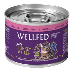 Wellfed Cat για Στειρωμένες Γάτες Γαλοπούλα και Μοσχαράκι 200gr  Wellfed Cat για Στειρωμένες Γάτες Γαλοπούλα και Μοσχαράκι 200gr
