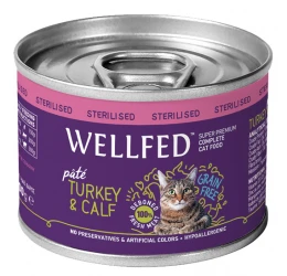 Wellfed Cat για Στειρωμένες Γάτες Γαλοπούλα και Μοσχαράκι 200gr  Wellfed Cat για Στειρωμένες Γάτες Γαλοπούλα και Μοσχαράκι 200gr