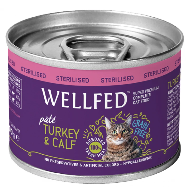 WELLFED CAT ΓΙΑ ΣΤΕΙΡΩΜΕΝΕΣ ΓΑΛΟΠΟΥΛΑ ΚΑΙ ΜΟΣΧΑΡΑΚΙ 200gr ΥΓΡΗ ΤΡΟΦΗ -  ΚΟΝΣΕΡΒΕΣ ΓΑΤΑΣ