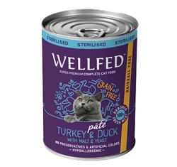 Wellfed Cat για Στειρωμένες Γαλοπούλα και Πάπια Hairball Care 400gr Wellfed Cat για Στειρωμένες Γαλοπούλα και Πάπια Hairball Care 400gr