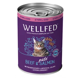 Wellfed Cat Για Στειρωμένες με Βοδινό Και Σολομό 400gr Wellfed Cat Για Στειρωμένες με Βοδινό Και Σολομό 400gr