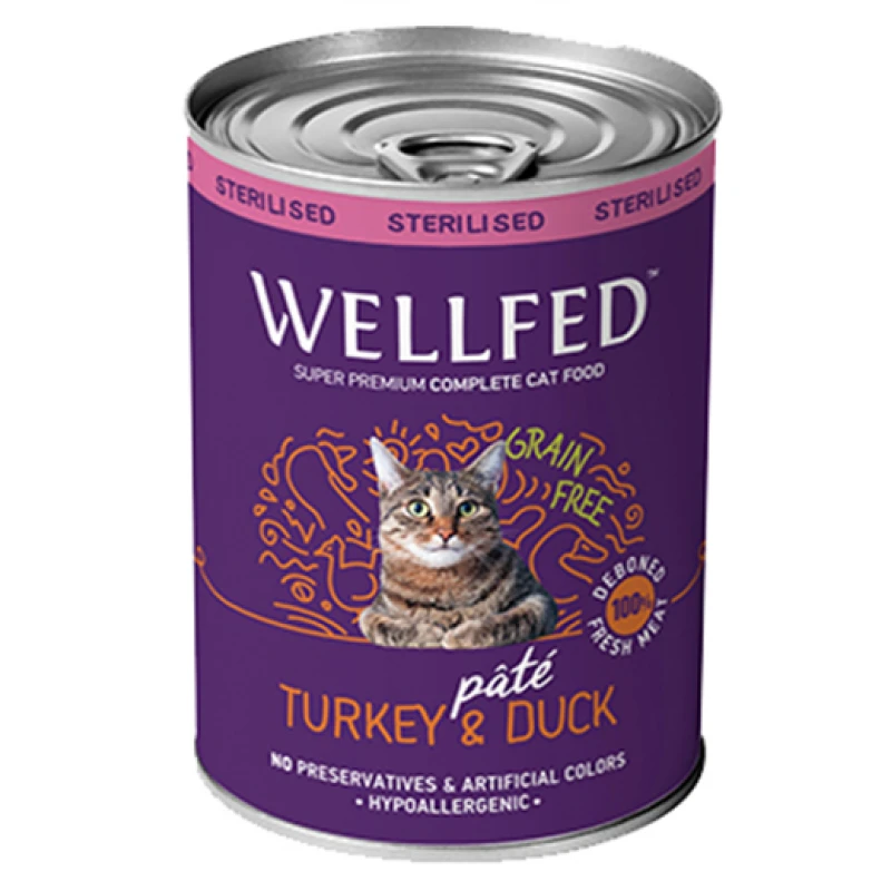 WELLFED CAT ΓΙΑ ΣΤΕΙΡΩΜΕΝΕΣ ΓΑΛΟΠΟΥΛΑ ΚΑΙ ΠΑΠΙΑ 400gr ΥΓΡΗ ΤΡΟΦΗ -  ΚΟΝΣΕΡΒΕΣ ΓΑΤΑΣ