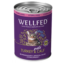 Wellfed Cat για Στειρωμένες Γάτες Γαλοπούλα και Μοσχαράκι 400gr  Wellfed Cat για Στειρωμένες Γάτες Γαλοπούλα και Μοσχαράκι 400gr