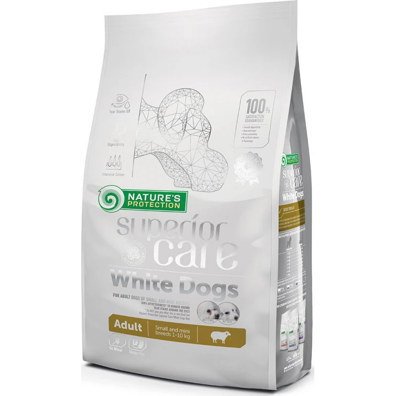 NATURE'S PROTECTION SUPERIOR CARE WHITE DOG SMALL & MINI ADULT ΑΡΝΙ 1,5KG  ΞΗΡΑ ΤΡΟΦΗ ΣΚΥΛΟΥ