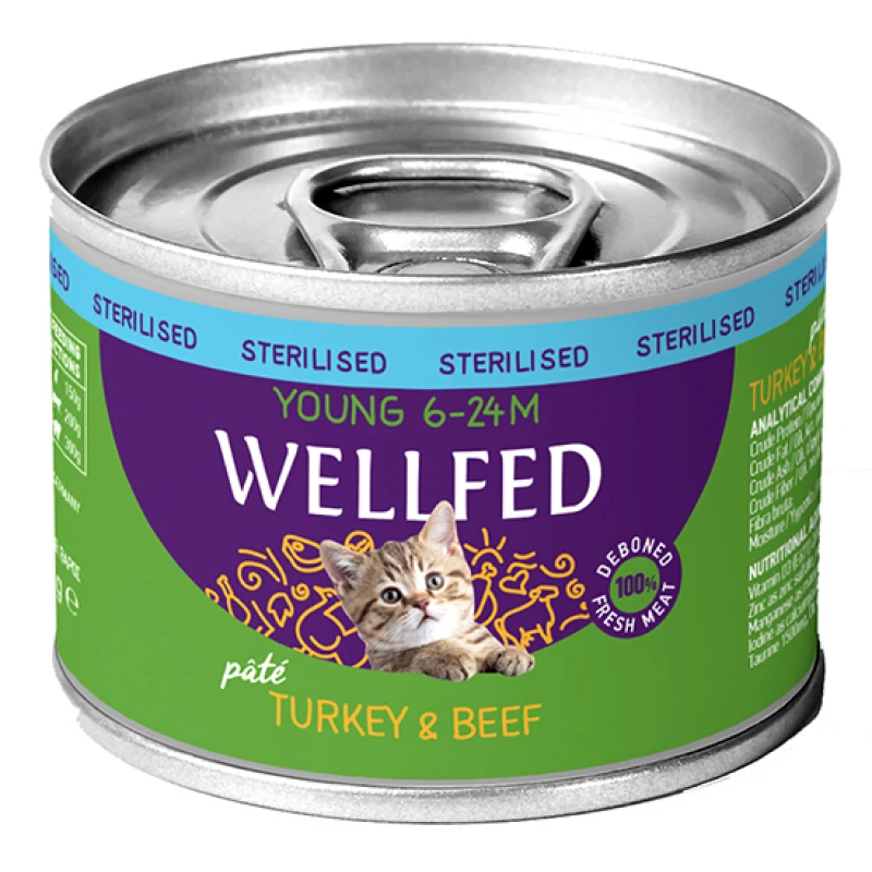 WELLFED YOUNG STERILIZED TURKEY AND BEEF 200gr ΥΓΡΗ ΤΡΟΦΗ -  ΚΟΝΣΕΡΒΕΣ ΓΑΤΑΣ