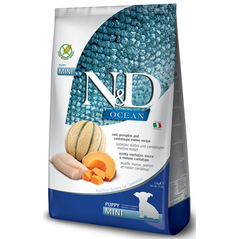 N&D Ocean Grain Free Pumpkin Codfish & Cantaloupe Melon Puppy Mini 2,5kg ΣΚΥΛΟΙ