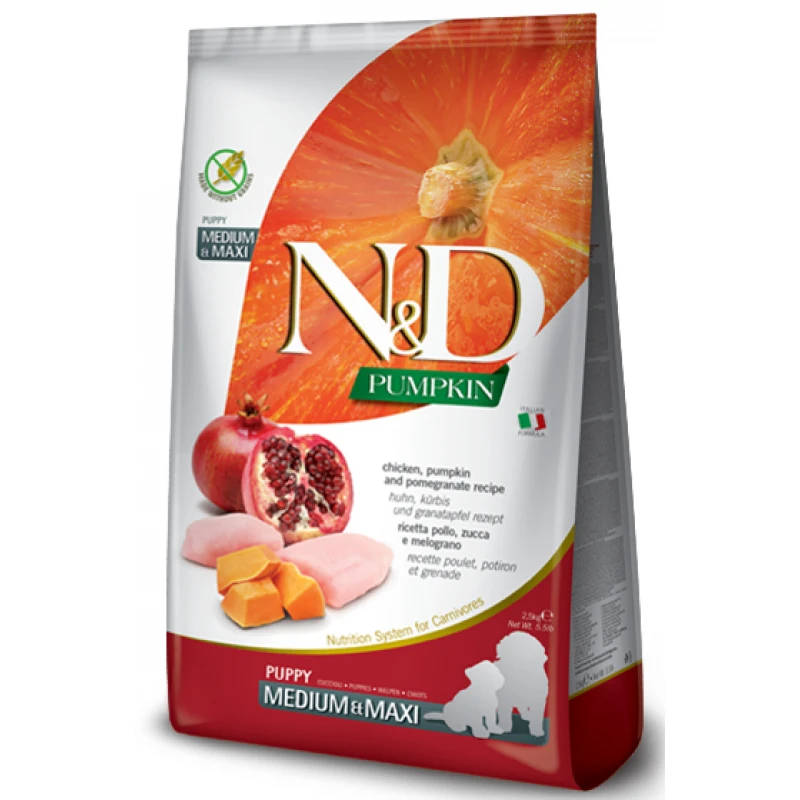 N&D Grain Free Pumpkin Chicken & Pomegranate Puppy Medium & Maxi 12kg  ΣΚΥΛΟΙ