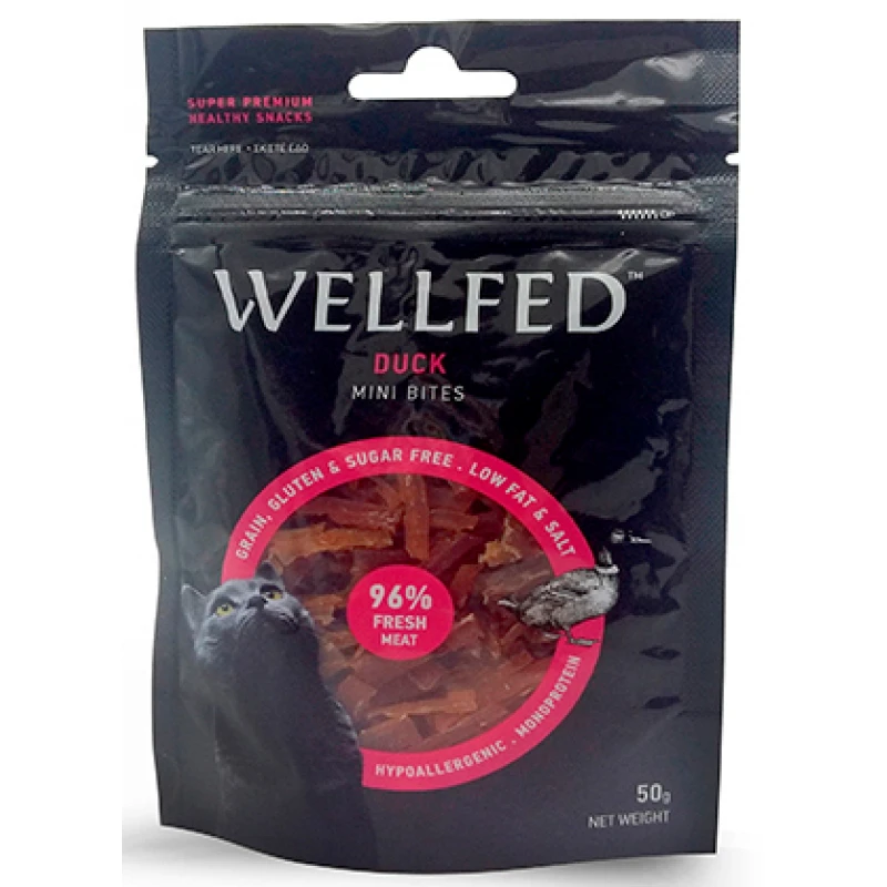 ΛΙΧΟΥΔΙΕΣ ΓΑΤΑΣ PET INTEREST WELLFED MINI DUCK BITES 50GR ΛΙΧΟΥΔΙΕΣ ΓΑΤΑΣ