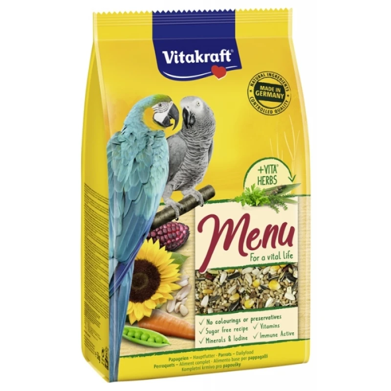 Vitakraft Menu Βασική τροφή premium για μεγάλους παπαγάλους με μέλι 1kg ΠΟΥΛΙΑ