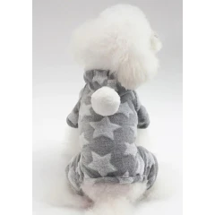 Φούτερ Σκύλου Ολόσωμο Fleece με Κουκούλα Γκρι 2XLarge 33-37cm