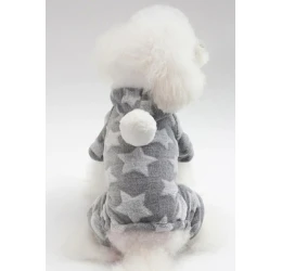 Φούτερ Σκύλου Ολόσωμο Fleece με Κουκούλα Γκρι Medium 25-27cm