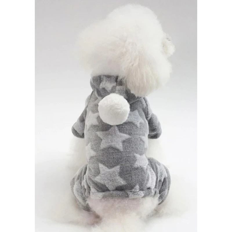 Φούτερ Σκύλου Ολόσωμο Fleece με Κουκούλα Γκρι Medium 25-27cm Σκύλοι