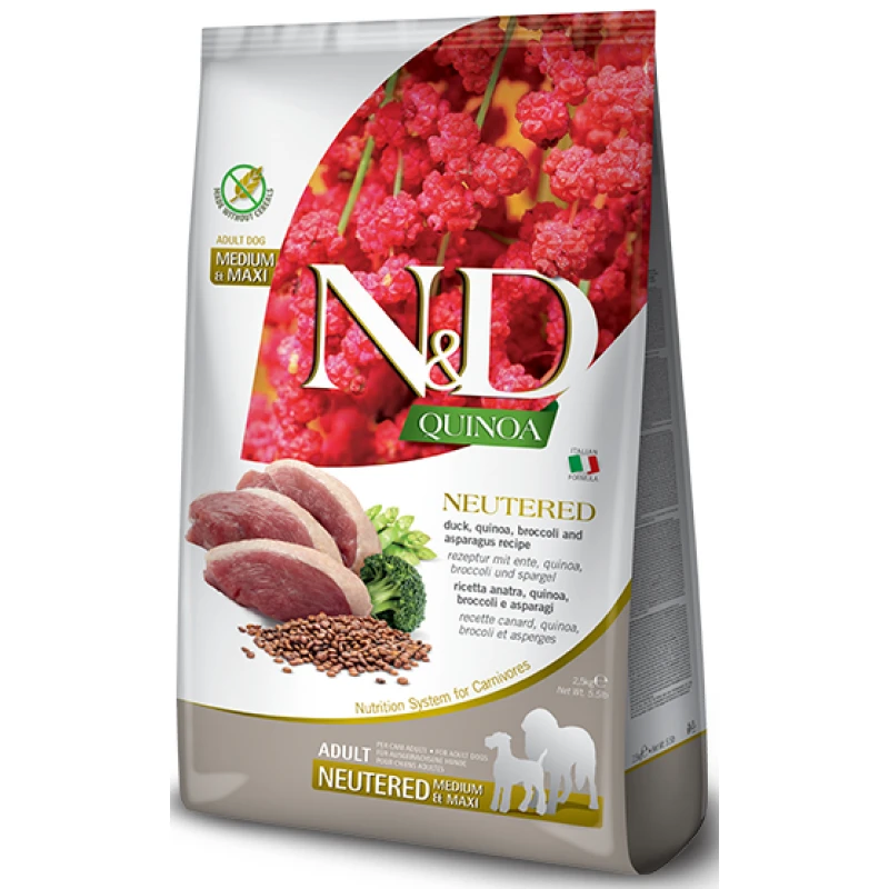 N&D Quinoa Medium & Maxi Neutered Duck  2,5kg ΣΚΥΛΟΙ