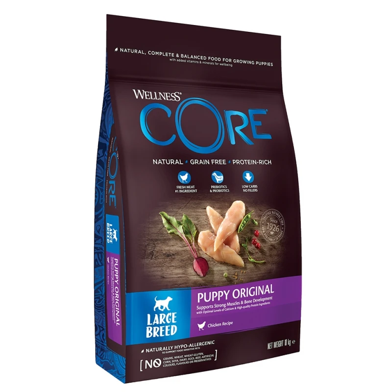 Wellness Core Puppy Large Breed Chicken 10kg + 2kg Δώρο Σκύλοι