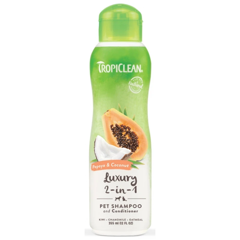 TROPICLEAN PAPAYA LUXURY 2 IN 1 355ML ΒΟΥΡΤΣΕΣ- ΠΕΡΙΠΟΙΗΣΗ - ΣΑΜΠΟΥΑΝ